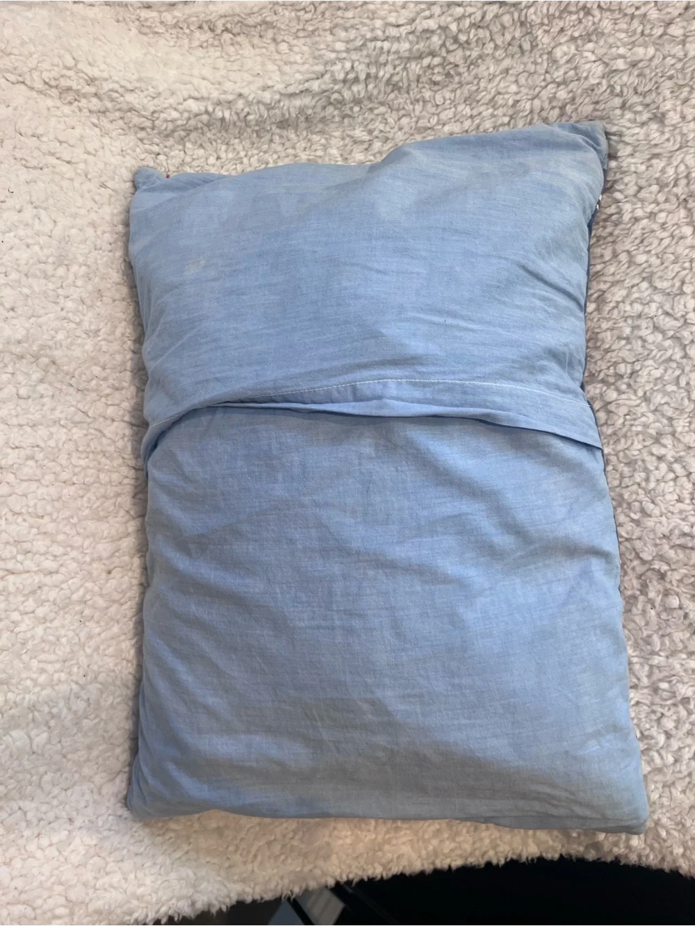 Pottery Barn Kids Denim Blue Pillow White Airplane Quilted Accent Throw 12x16